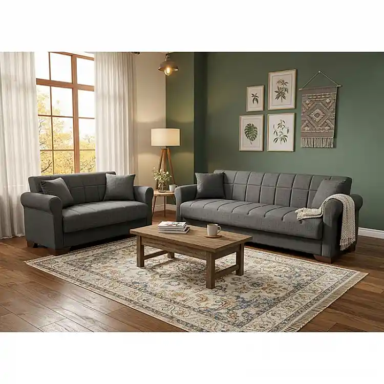 VAVEL DARK GREY ΥΦΑΣΜΑ 3ΘΕΣΙΟΣ ΚΑΝΑΠΕΣ/ΚΡΕΒΑΤΙ ΜΕ ΑΠΟΘ.ΧΩΡΟ 216X85X80εκ.