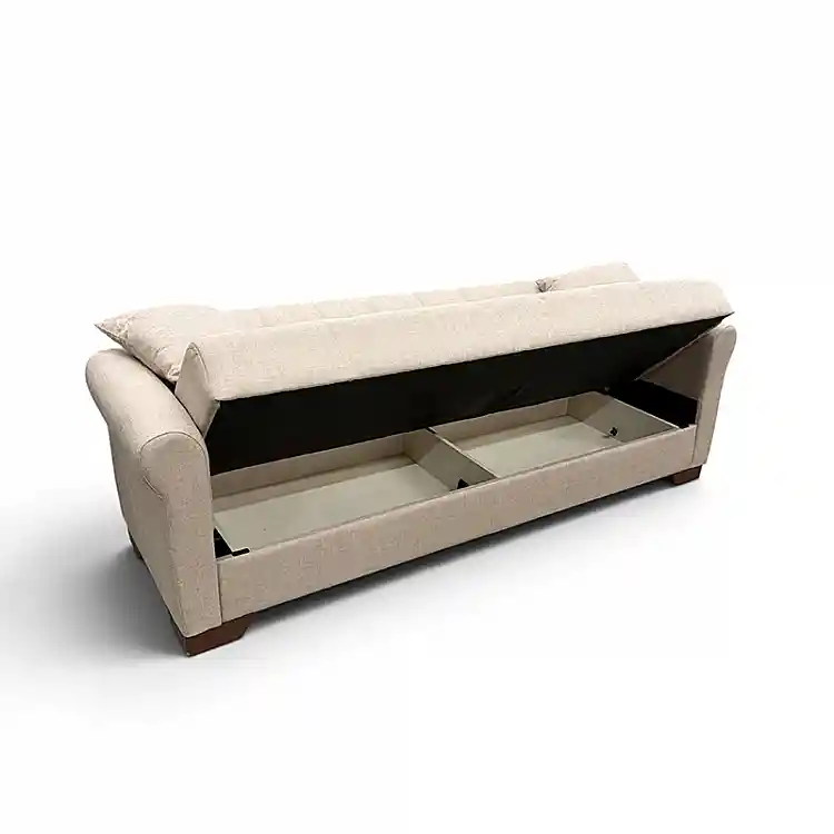 VAVEL LIGHT BROWN ΥΦΑΣΜΑ 3ΘΕΣΙΟΣ ΚΑΝΑΠΕΣ/ΚΡΕΒΑΤΙ ΜΕ ΑΠΟΘ.ΧΩΡΟ 216X85X80εκ.