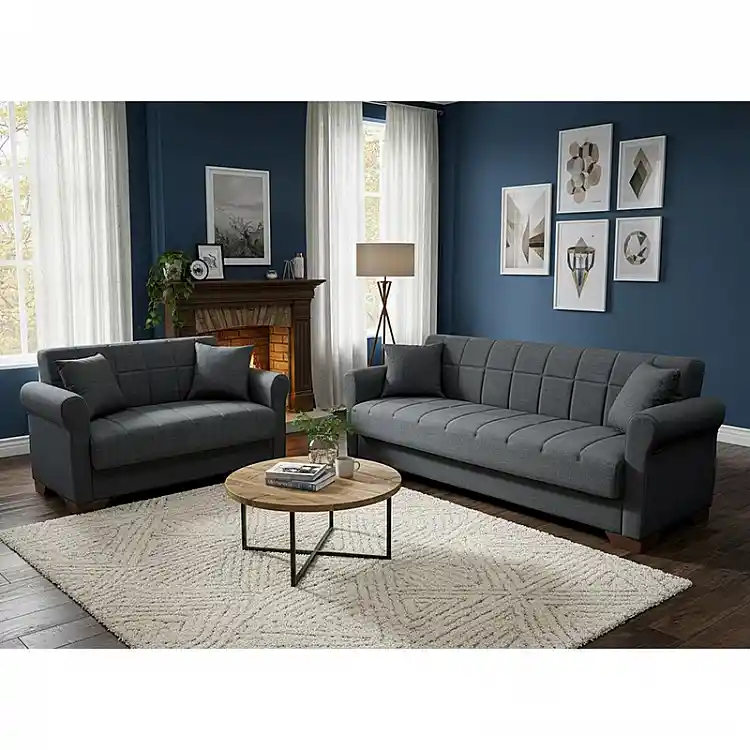 VAVEL DARK GREY ΥΦΑΣΜΑ 2ΘΕΣΙΟΣ ΚΑΝΑΠΕΣ/ΚΡΕΒΑΤΙ ΜΕ ΑΠΟΘ.ΧΩΡΟ 156Χ85Χ80εκ.