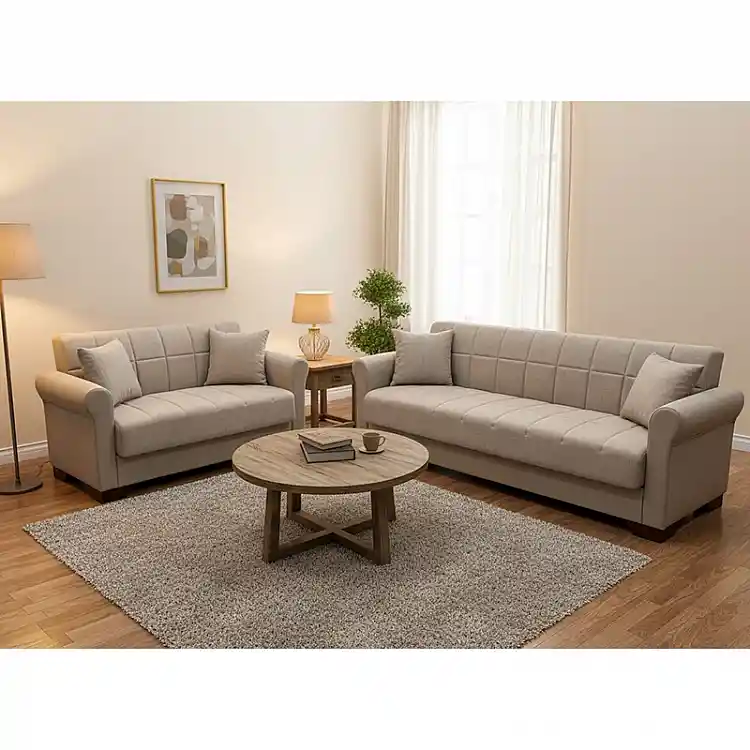 VAVEL LIGHT BROWN ΥΦΑΣΜΑ 2ΘΕΣΙΟΣ ΚΑΝΑΠΕΣ/ΚΡΕΒΑΤΙ ΜΕ ΑΠΟΘ.ΧΩΡΟ 156Χ85Χ80εκ.
