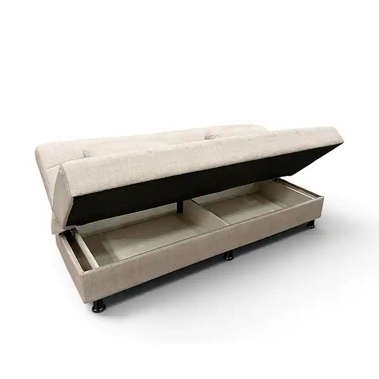 NELY LIGHT BROWN ΥΦΑΣΜΑ 3ΘΕΣΙΟΣ ΚΑΝΑΠΕΣ/ΚΡΕΒΑΤΙ ΜΕ ΑΠΟΘ.ΧΩΡΟ 190X88X82εκ.