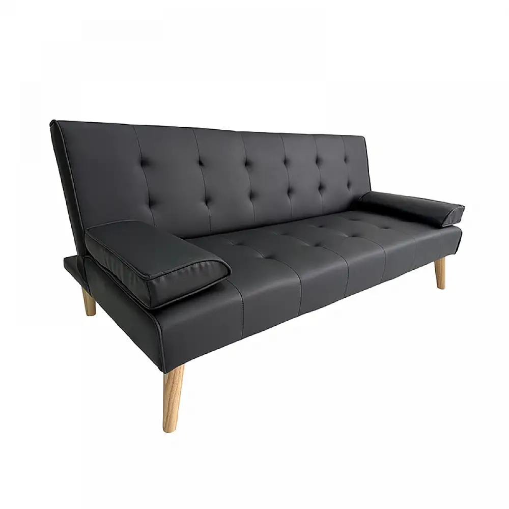 MERYL BLACK PU ΚΑΝΑΠΕΣ ΚΡΕΒΑΤΙ 170X81X74εκ.