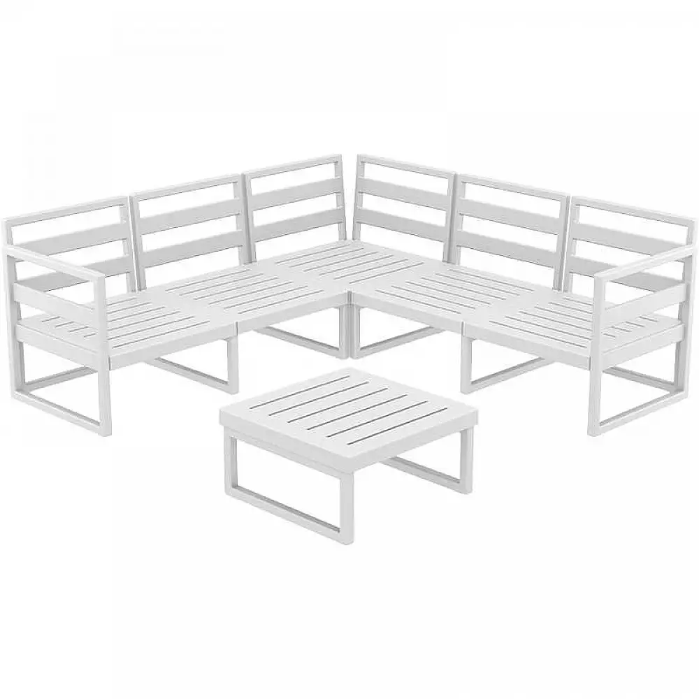 MYKONOS ΓΩΝΙΑ SET WHITE ΧΩΡΙΣ ΜΑΞΙΛΑΡΙΑ ΠΟΛ/ΝΙΟΥ (+ΤΡΑΠ.65εκ.)