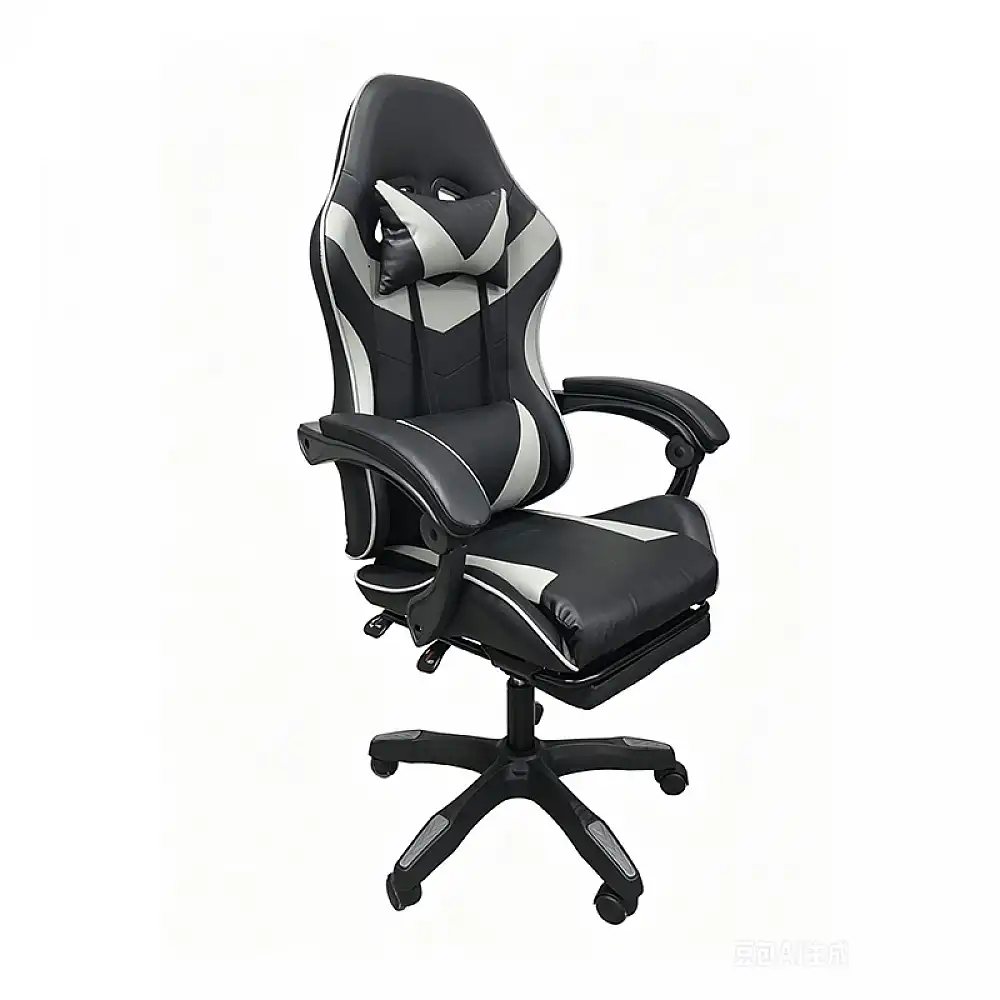 A9937 ΜΑΥΡΟ/ΓΚΡΙ PVC ΠΟΛΥΘΡΟΝΑ GAMING/ΜΕ ΥΠΟΠΟΔΙΟ 64X59X43-112/53-125εκ.