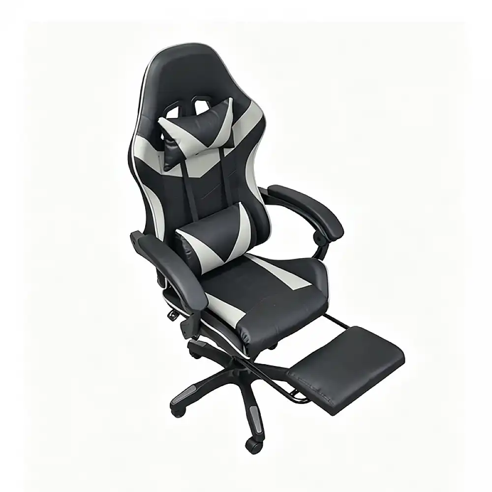 A9937 ΜΑΥΡΟ/ΓΚΡΙ PVC ΠΟΛΥΘΡΟΝΑ GAMING/ΜΕ ΥΠΟΠΟΔΙΟ 64X59X43-112/53-125εκ.