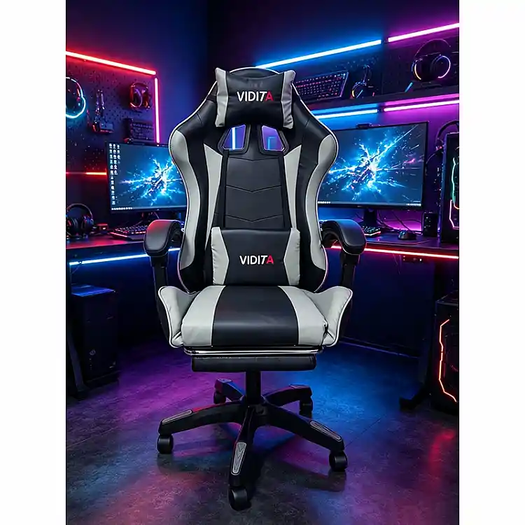 A6060 ΜΑΥΡΟ/ΓΚΡΙ ΠΟΛΥΘΡΟΝΑ GAMING/ΜΕ ΥΠΟΠΟΔΙΟ 64X62X113-121εκ.
