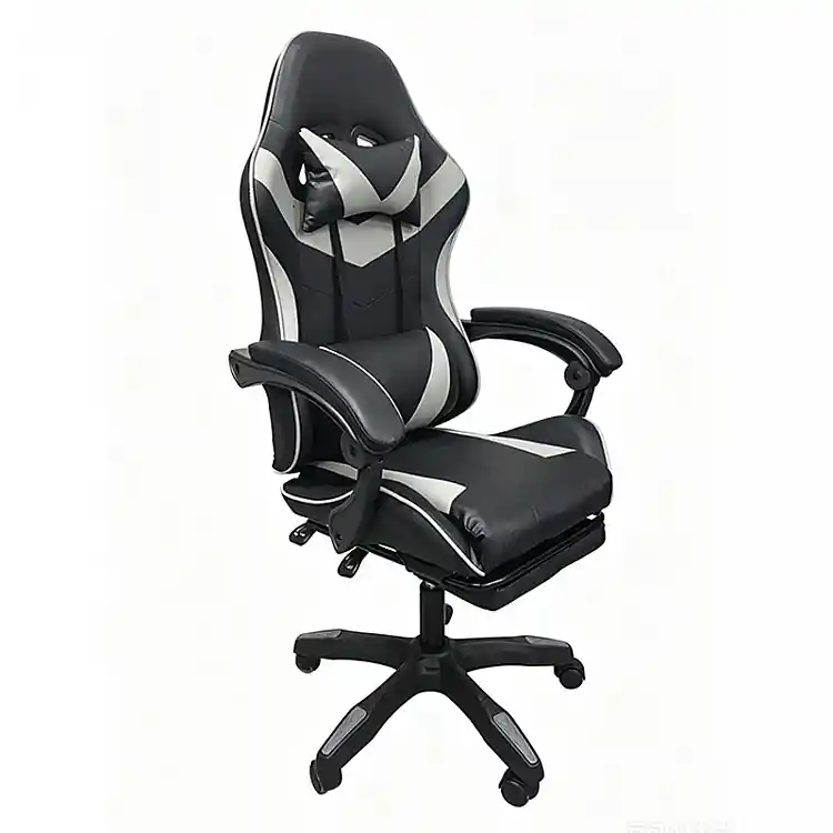 A9937 ΜΑΥΡΟ/ΓΚΡΙ PVC ΠΟΛΥΘΡΟΝΑ GAMING/ΜΕ ΥΠΟΠΟΔΙΟ 64X59X43-112/53-125εκ.