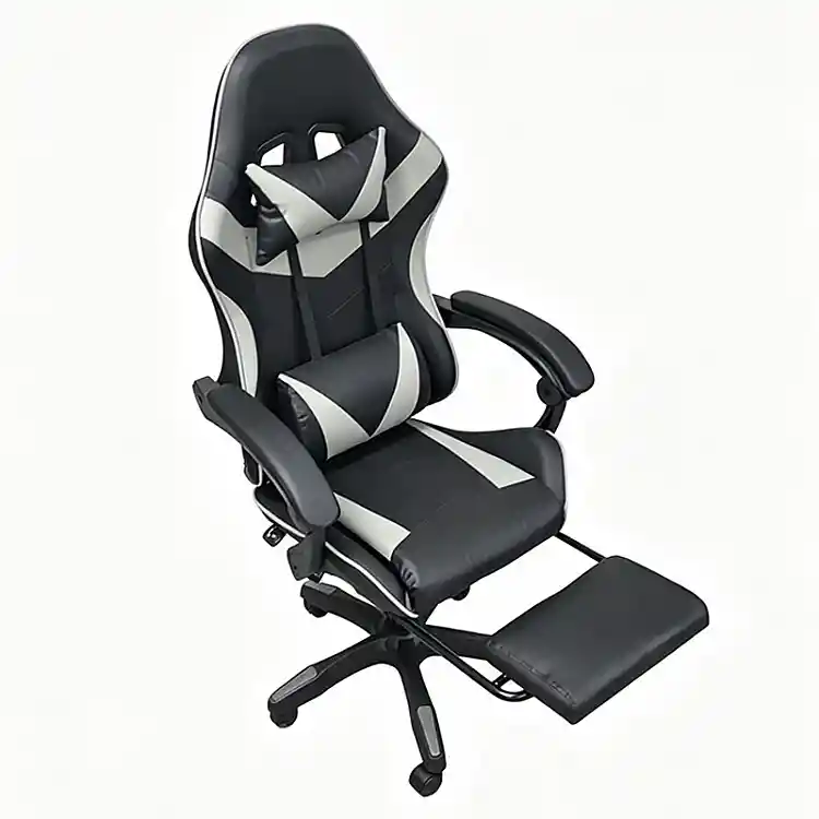 A9937 ΜΑΥΡΟ/ΓΚΡΙ PVC ΠΟΛΥΘΡΟΝΑ GAMING/ΜΕ ΥΠΟΠΟΔΙΟ 64X59X43-112/53-125εκ.