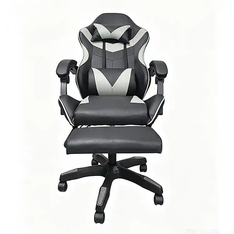 A9937 ΜΑΥΡΟ/ΓΚΡΙ PVC ΠΟΛΥΘΡΟΝΑ GAMING/ΜΕ ΥΠΟΠΟΔΙΟ 64X59X43-112/53-125εκ.