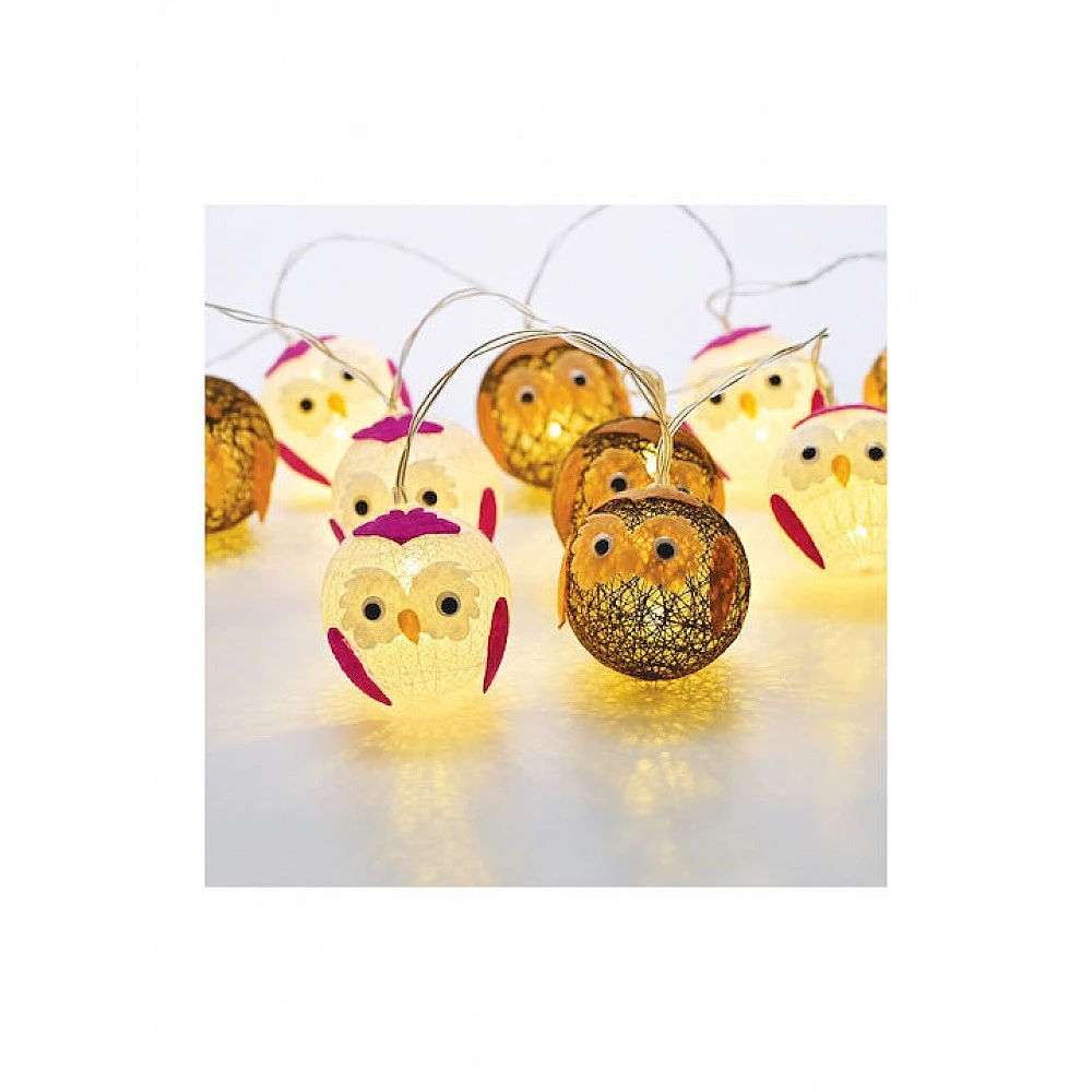 PLASTIC BALL OWL, 10 LED ΛΑΜΠΑΚΙΑ ΣΕΙΡΑ ΜΠΑΤΑΡΙΕΣ (3xAA), WW, IP20, 135+30cm, ΔΙΑΦ. ΚΑΛ. ΤΡΟΦ.