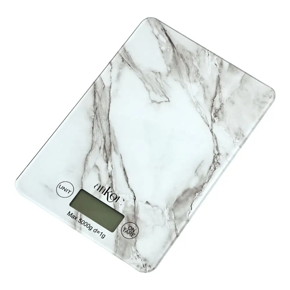 ΖΥΓΑΡΙΑ ΗΛΕΚΤΡΟΝΙΚΗ 5kg ΓΥΑΛΙΝΗ ΜΑΡΜΑΡΟ 15x21,5x1,6εκ. - Ankor 805655