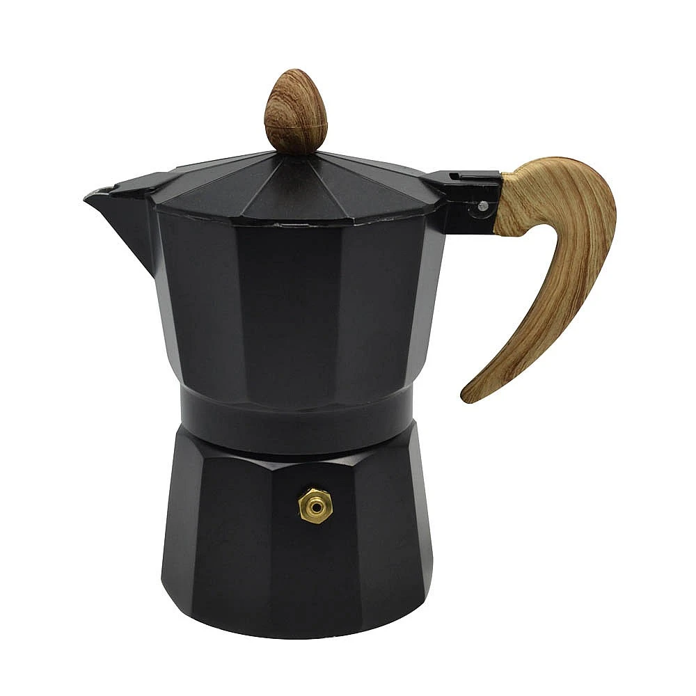 ΚΑΦΕΤΙΕΡΑ ESPRESSO ΑΛΟΥΜΙΝΙΟΥ ΜΑΥΡΗ ΜΕ ΞΥΛΙΝΟ ΧΕΡΙ 150ml  - Ankor 807628