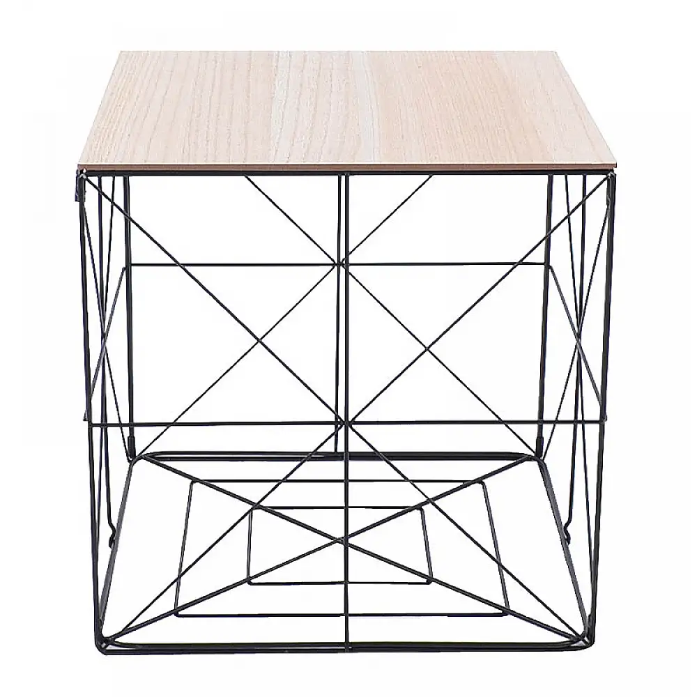 ΤΡΑΠΕΖΑΚΙ ΜΕΤΑΛΛΙΚΟ ΜΑΥΡΟ ΜΕ ΞΥΛΟ ΑΝΑΔΙΠΛΟΥΜΕΝΟ 35x35x35εκ. - Ankor 811229