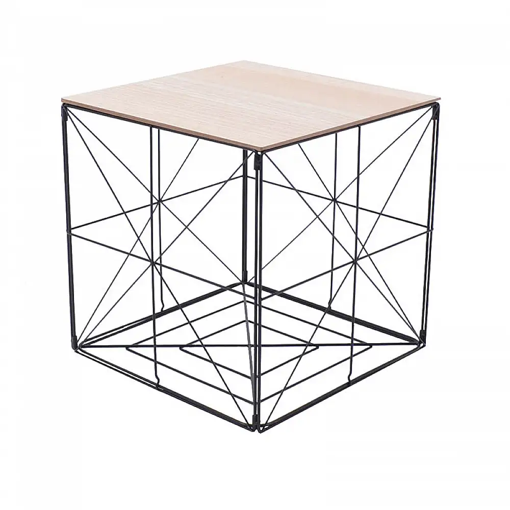 ΤΡΑΠΕΖΑΚΙ ΜΕΤΑΛΛΙΚΟ ΜΑΥΡΟ ΜΕ ΞΥΛΟ ΑΝΑΔΙΠΛΟΥΜΕΝΟ 35x35x35εκ. - Ankor 811229