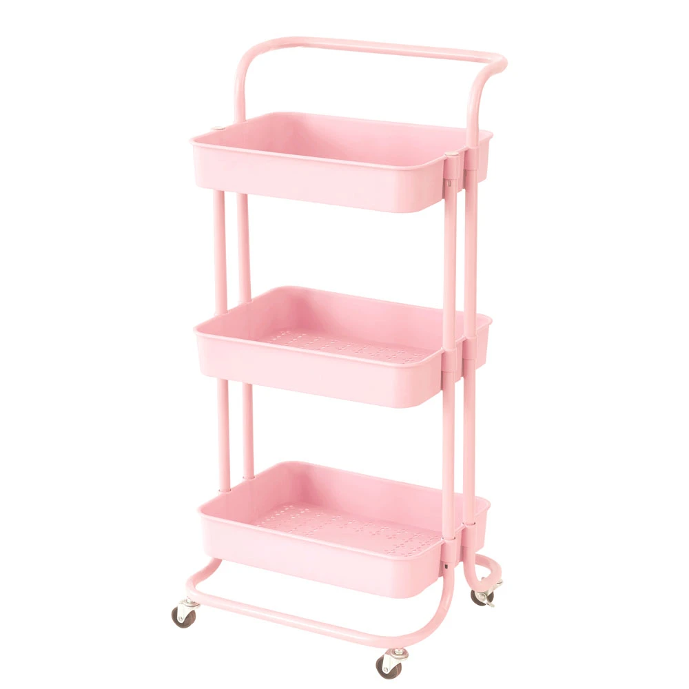 ΜΑΝΑΒΗΣ ΤΡΟΛΕΪ ΜΕΤΑΛΛΙΚΟΣ ΜΕ ΧΕΙΡΟΛΑΒΗ DUSTY PINK 43x36x86 εκ. - Ankor 815470
