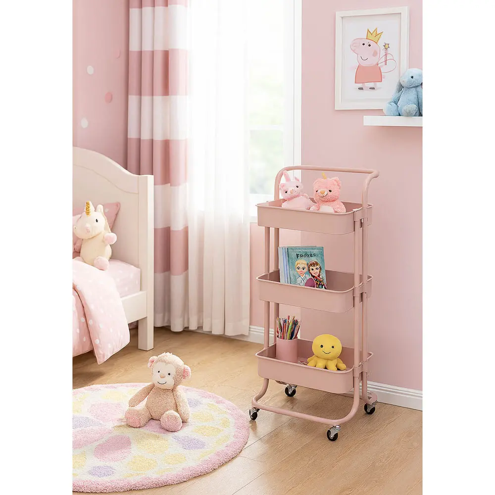 ΜΑΝΑΒΗΣ ΤΡΟΛΕΪ ΜΕΤΑΛΛΙΚΟΣ ΜΕ ΧΕΙΡΟΛΑΒΗ DUSTY PINK 43x36x86 εκ. - Ankor 815470