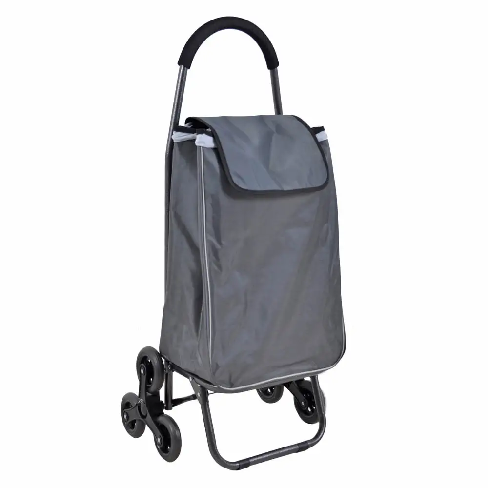 ΚΑΡΟΤΣΙ ΛΑΪΚΗΣ ΜΕΤΑΛΛΙΚΟ ΜΕ 2 ΤΡΙΠΛΕΣ ΡΟΔΕΣ ΚΑΙ ΓΚΡΙ ΣΑΚΟ 44x33x99εκ. - Ankor 821730