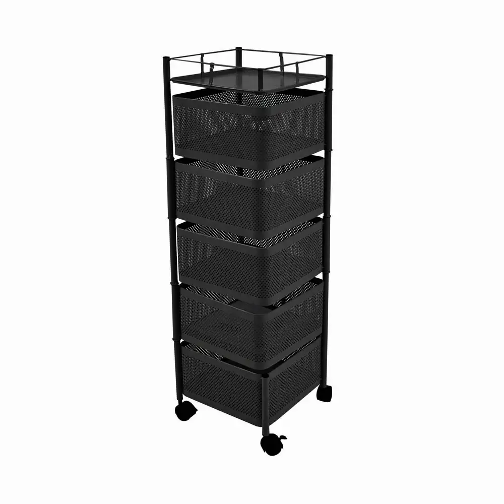 ΤΡΟΛΕΪ ΑΠΟΘΗΚΕΥΣΗΣ ΜΕ 5 ΚΑΛΑΘΙΑ ΜΕΤΑΛΛΙΚΟ ΜΑΥΡΟ ΜΑΤ 28x28x91εκ.  - Ankor 824168