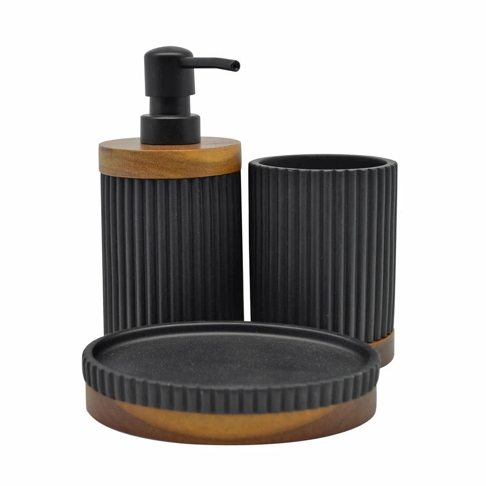 DISPENSER ΠΟΛΥΕΣΤΕΡΙΚΟ ΜΑΥΡΟ ΜΕ ΞΥΛΟ ΑΚΑΚΙΑΣ 7,9x7,9x17,5εκ. - Ankor 829460