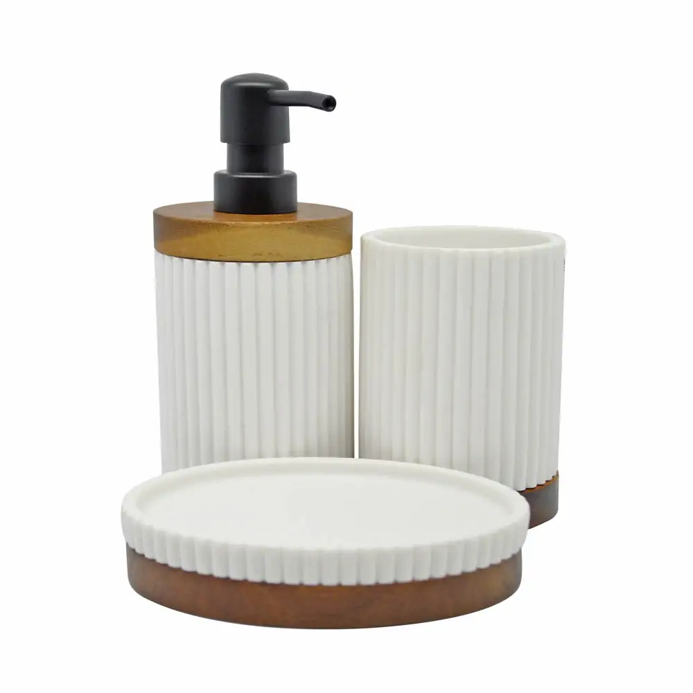 DISPENSER ΠΟΛΥΕΣΤΕΡΙΚΟ ΑΣΠΡΟ ΜΕ ΞΥΛΟ ΑΚΑΚΙΑΣ 7,9x7,9x17,5εκ. - Ankor 829521