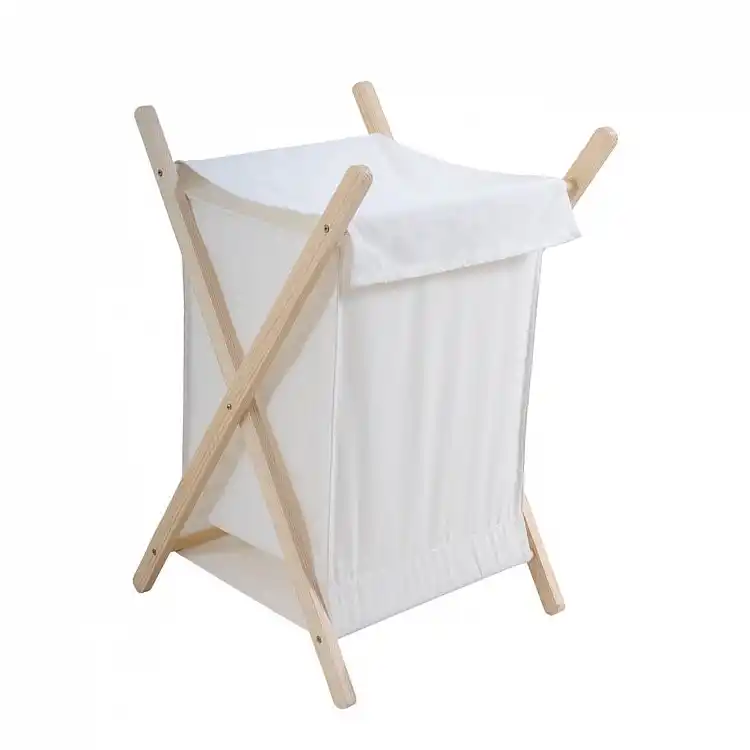 ΚΑΛΑΘΙ ΑΠΛΥΤΩΝ ΞΥΛΙΝΟ ΜΕ ΛΕΥΚΟ ΣΑΚΟ 55lt 42x42x70εκ.  - Ankor 829873