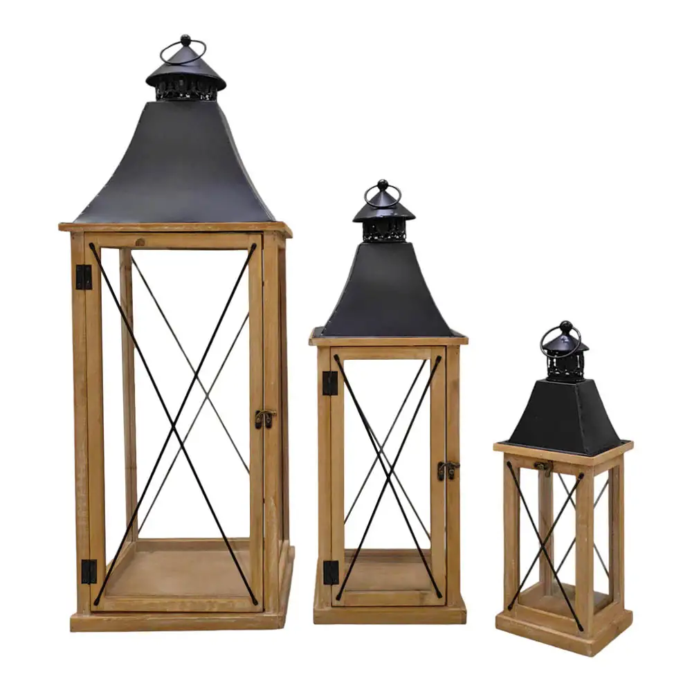 ΦΑΝΑΡΙΑ ΞΥΛΙΝΑ ΣΕΤ ΤΩΝ 3 ΤΕΜΑΧΙΩΝ ΜΕ ΜΑΥΡΗ ΜΕΤΑΛΛΙΚΗ ΟΡΟΦΗ  - Ankor 831746