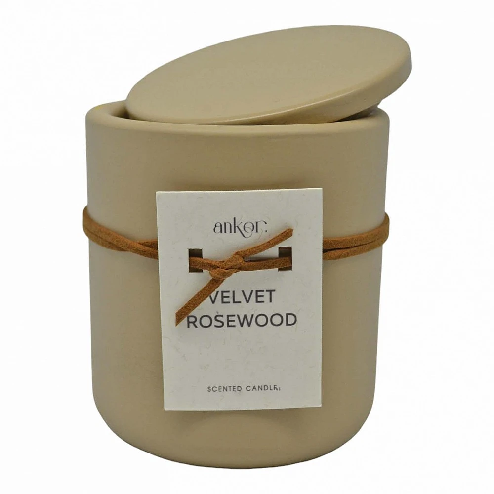 ΑΡΩΜΑΤΙΚΟ ΚΕΡΙ VELVET ROSEWOOD ΣΕ ΤΣΙΜΕΝΤΕΝΙΟ ΔΟΧΕΙΟ ΜΕ ΚΑΠΑΚΙ 8,8x8,8x10εκ.  - Ankor 833078