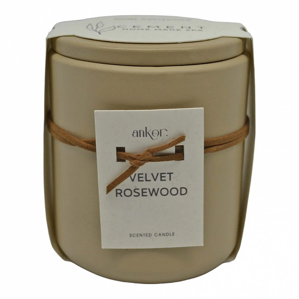 ΑΡΩΜΑΤΙΚΟ ΚΕΡΙ VELVET ROSEWOOD ΣΕ ΤΣΙΜΕΝΤΕΝΙΟ ΔΟΧΕΙΟ ΜΕ ΚΑΠΑΚΙ 8,8x8,8x10εκ.  - Ankor 833078