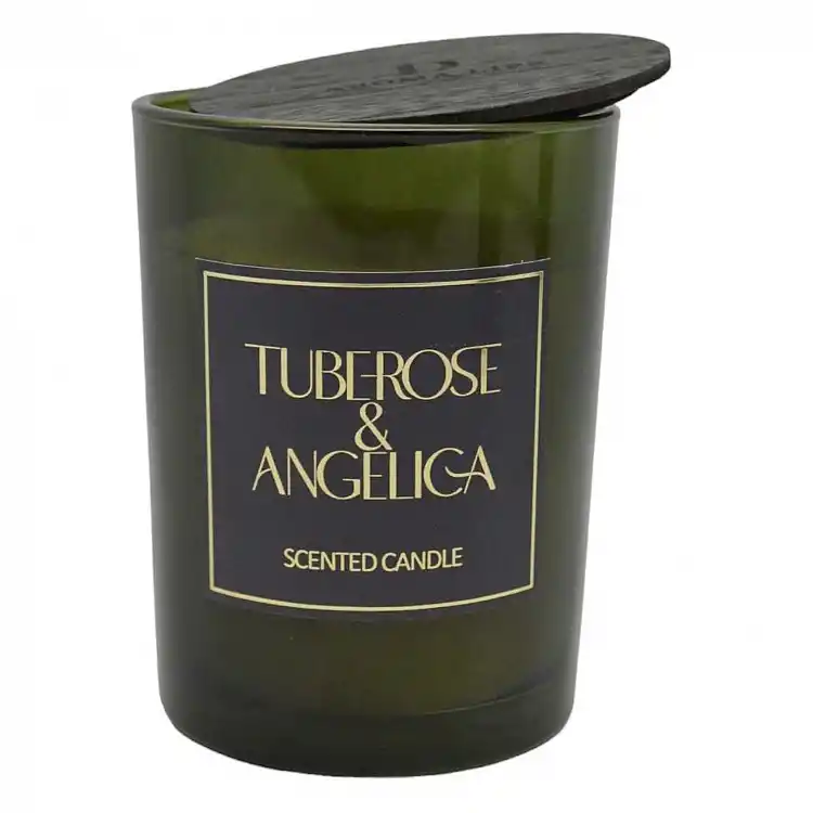 ΑΡΩΜΑΤΙΚΟ ΚΕΡΙ TUBEROSE & ANGELICA  ΣΕ ΓΥΑΛΙΝΟ ΔΟΧΕΙΟ ΜΕ ΚΑΠΑΚΙ 8x8x10,5εκ.  - Ankor 833153