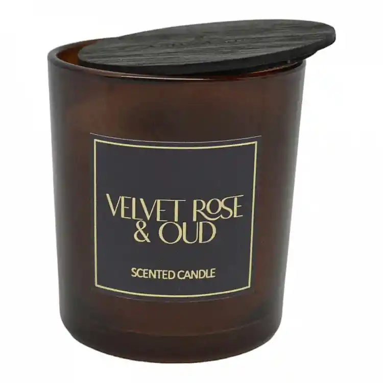 ΑΡΩΜΑΤΙΚΟ ΚΕΡΙ VELVET ROSE & OUD  ΣΕ ΓΥΑΛΙΝΟ ΔΟΧΕΙΟ ΜΕ ΚΑΠΑΚΙ 7x7x7,8εκ.  - Ankor 833207
