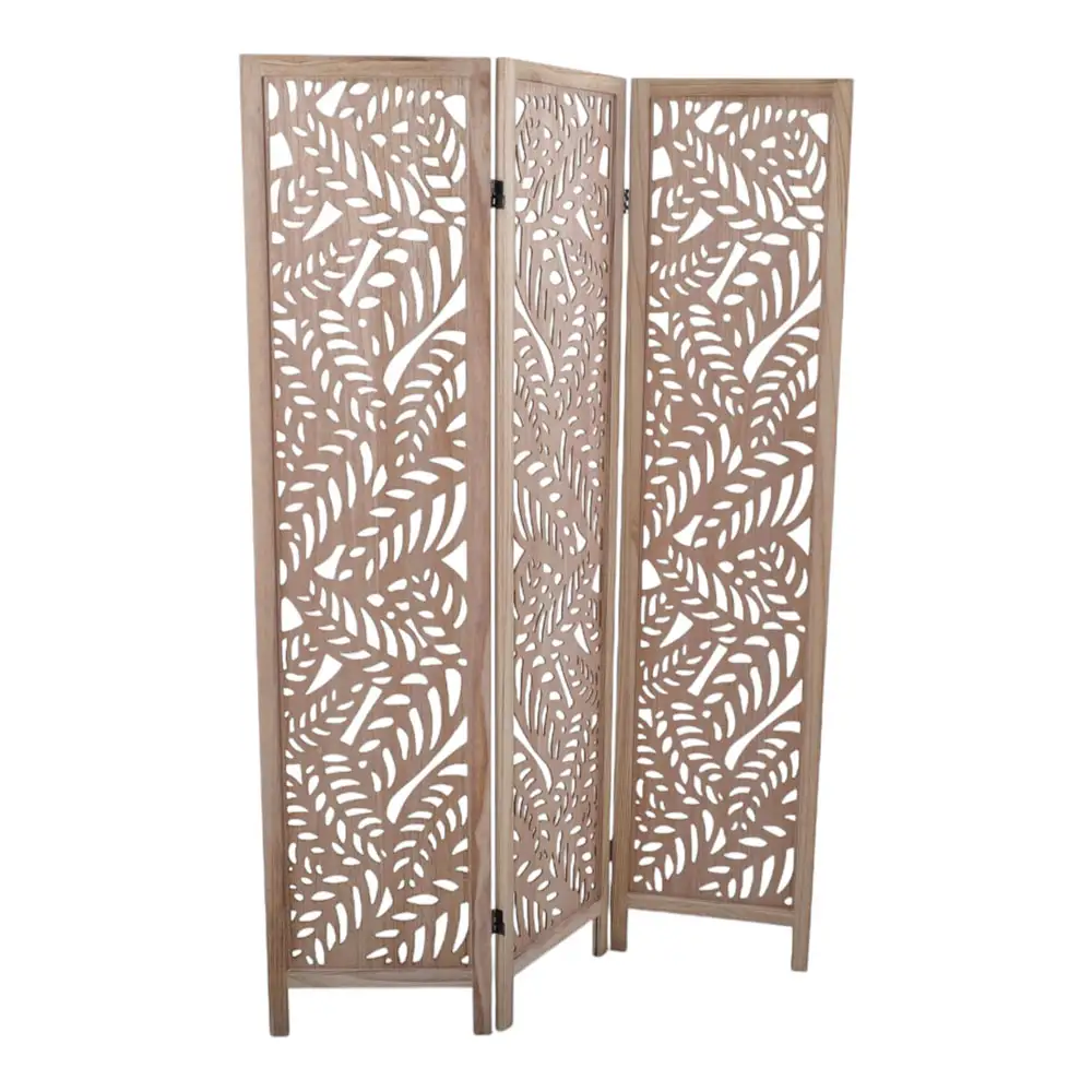 ΠΑΡΑΒΑΝ ΞΥΛΙΝΟ ΤΡΙΠΛΟ ΣΕ ΦΥΣΙΚΟ ΧΡΩΜΑ ΜΕ ΔΙΑΤΡΗΤΑ ΦΥΛΛΑ 120x6x170εκ. - Ankor 839094