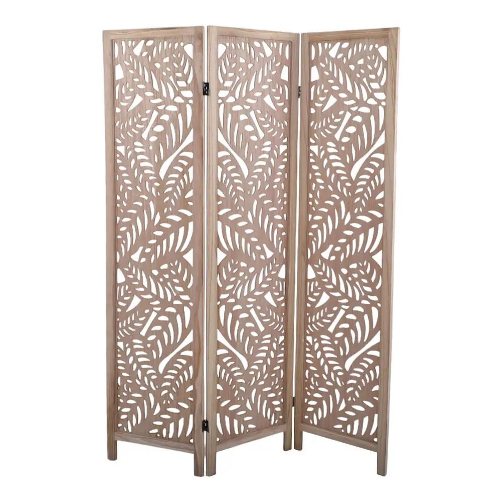 ΠΑΡΑΒΑΝ ΞΥΛΙΝΟ ΤΡΙΠΛΟ ΣΕ ΦΥΣΙΚΟ ΧΡΩΜΑ ΜΕ ΔΙΑΤΡΗΤΑ ΦΥΛΛΑ 120x6x170εκ. - Ankor 839094