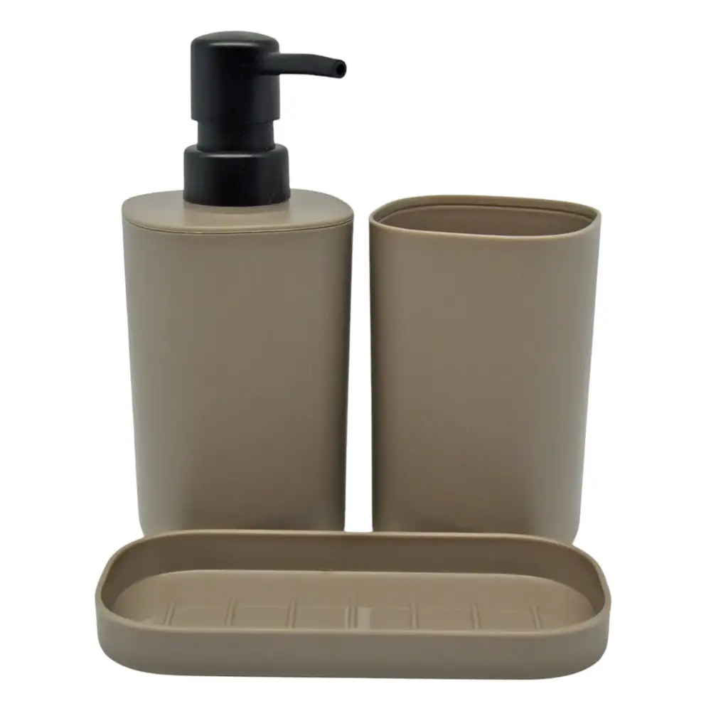 ΣΕΤ ΑΞΕΣΟΥΑΡ ΜΠΑΝΙΟΥ ΠΛΑΣΤΙΚΟ 3 ΤΕΜΑΧΙΩΝ ΣΕ TAUPE ΜΑΤ ΧΡΩΜΑ  - Ankor 842131