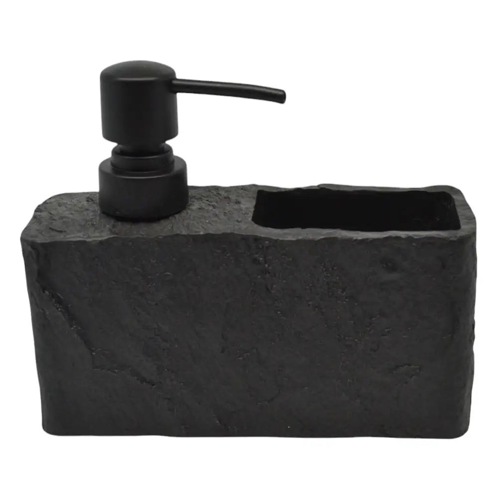 DISPENSER ΠΟΛΥΕΣΤΕΡΙΚΟ ΜΕ ΘΗΚΗ ΚΑΙ ΦΥΣΙΚΗ ΟΨΗ ΠΕΤΡΑΣ ΣΕ ΜΑΥΡΟ ΧΡΩΜΑ 16,5x5,5x13,8εκ. - Ankor 842391