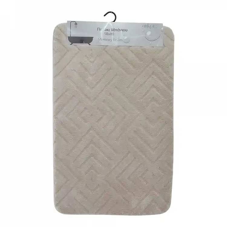 ΠΑΤΑΚΙ ΜΠΑΝΙΟΥ MEMORY FOAM ΣΕ ΜΠΕΖ ΧΡΩΜΑ ΜΕ PVC ΠΛΑΤΗ 50x80εκ. - Ankor 843350