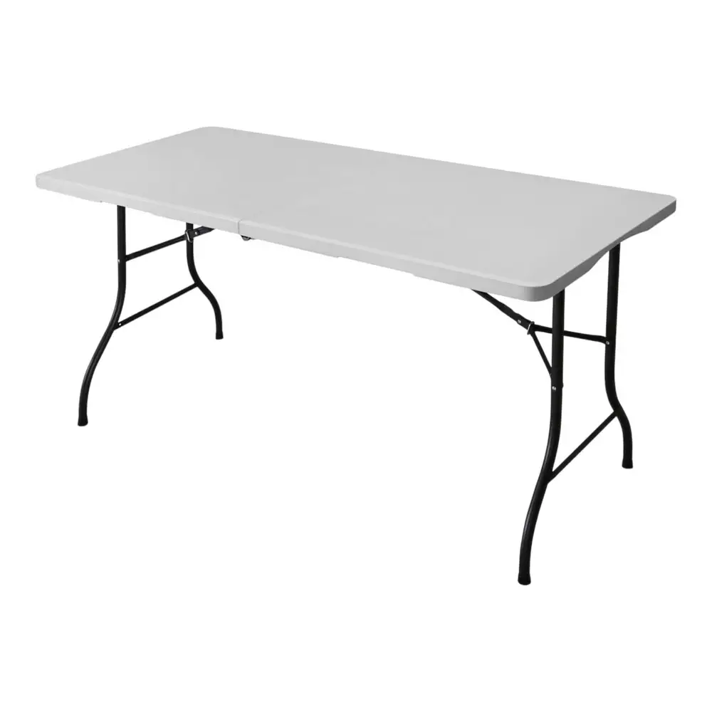 ΤΡΑΠΕΖΙ ΠΤΥΣΣΟΜΕΝΟ ΠΛΑΣΤΙΚΟ ΣΕ ΑΣΠΡΟ ΧΡΩΜΑ ΜΕ ΜΕΤΑΛΛΙΚΑ ΠΟΔΙΑ ΚΑΙ ΚΛΕΙΣΙΜΟ ΒΑΛΙΤΣΑ 152x70x74εκ.  - Ankor 843565