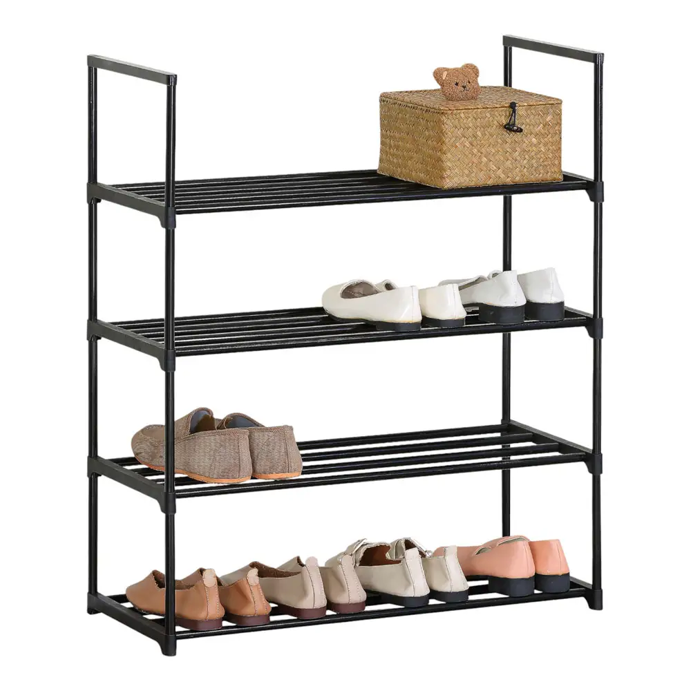 ΠΑΠΟΥΤΣΟΘΗΚΗ ΜΕΤΑΛΛΙΚΗ ΜΕ ΤΕΣΣΕΡΑ ΡΑΦΙΑ ΣΕ ΜΑΥΡΟ ΧΡΩΜΑ 67x29x81,5εκ.  - Ankor 844265