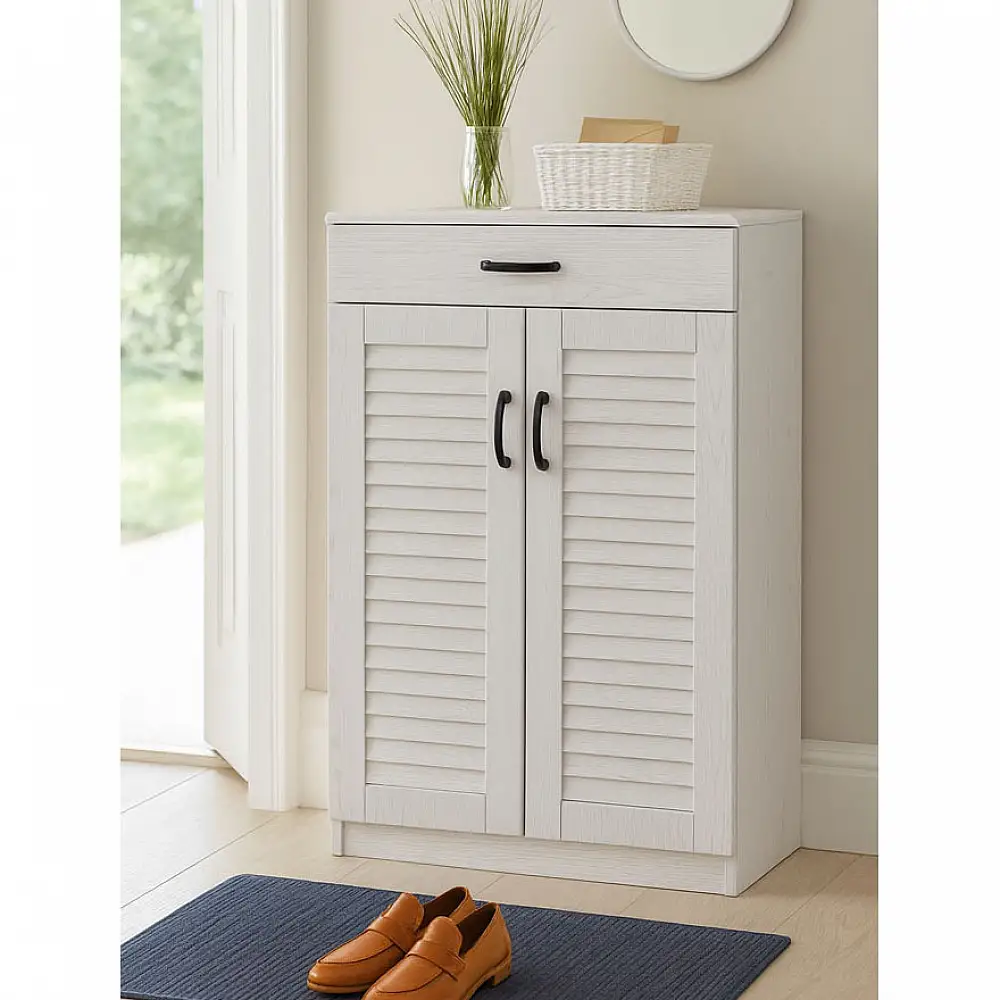 ΠΑΠΟΥΤΣΟΘΗΚΗ ΝΤΟΥΛΑΠΙ ΜΕ ΣΥΡΤΑΡΙ ΞΥΛΙΝΟ 68x32x98εκ.ΣΕ ΑΣΠΡΟ ΧΡΩΜΑ  - Ankor 844999