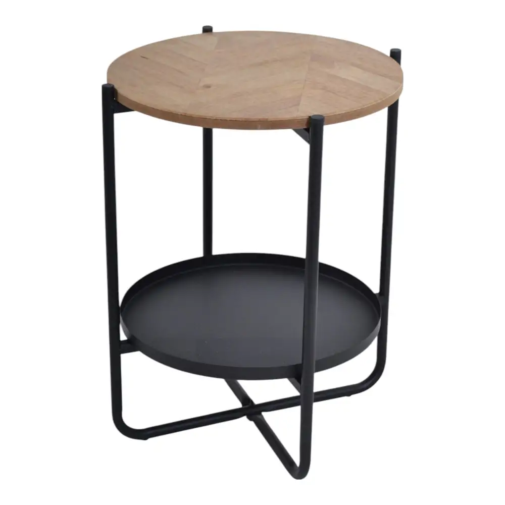 ΤΡΑΠΕΖΑΚΙ ΜΕΤΑΛΛΙΚΟ ΣΕ ΜΑΥΡΟ ΧΡΏΜΑ ΜΕ ΞΥΛΙΝΗ ΕΠΙΦΑΝΕΙΑ 41x41x50εκ.  - Ankor 846122