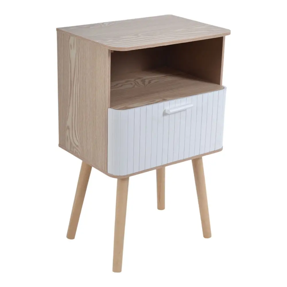 ΚΟΜΟΔΙΝΟ ΞΥΛΙΝΟ ΜΕ ΡΑΦΙ ΚΑΙ ΣΥΡΤΑΡΙ ΣΕ ΦΥΣΙΚΗ ΚΑΙ ΛΕΥΚΗ ΑΠΟΧΡΩΣΗ 40x29x65εκ.  - Ankor 846160