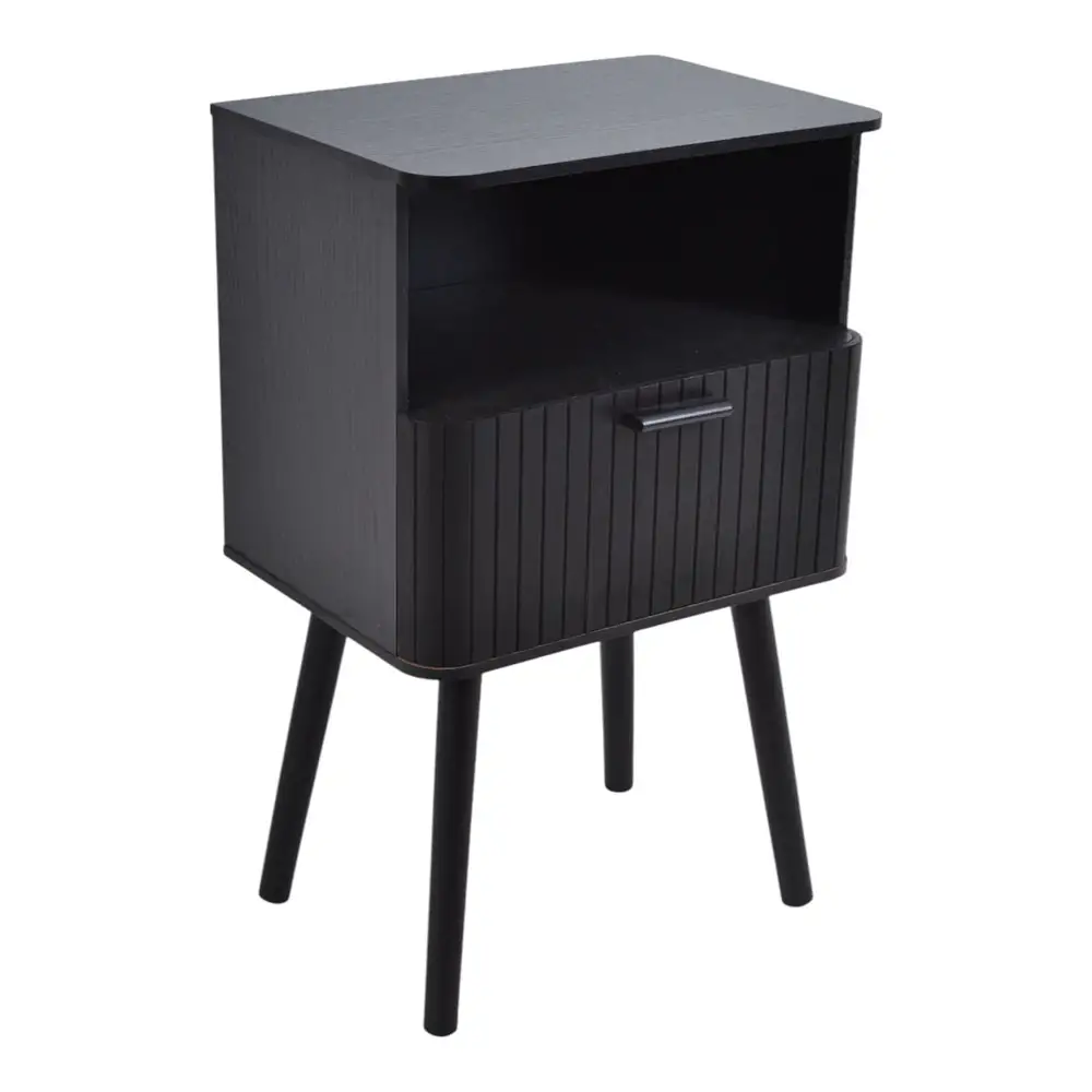 ΚΟΜΟΔΙΝΟ ΞΥΛΙΝΟ ΜΕ ΡΑΦΙ ΚΑΙ ΣΥΡΤΑΡΙ ΣΕ ΜΑΥΡΟ ΧΡΩΜΑ 40x29x65εκ.  - Ankor 846177