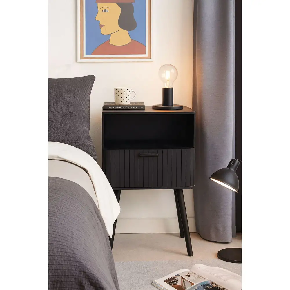 ΚΟΜΟΔΙΝΟ ΞΥΛΙΝΟ ΜΕ ΡΑΦΙ ΚΑΙ ΣΥΡΤΑΡΙ ΣΕ ΜΑΥΡΟ ΧΡΩΜΑ 40x29x65εκ.  - Ankor 846177