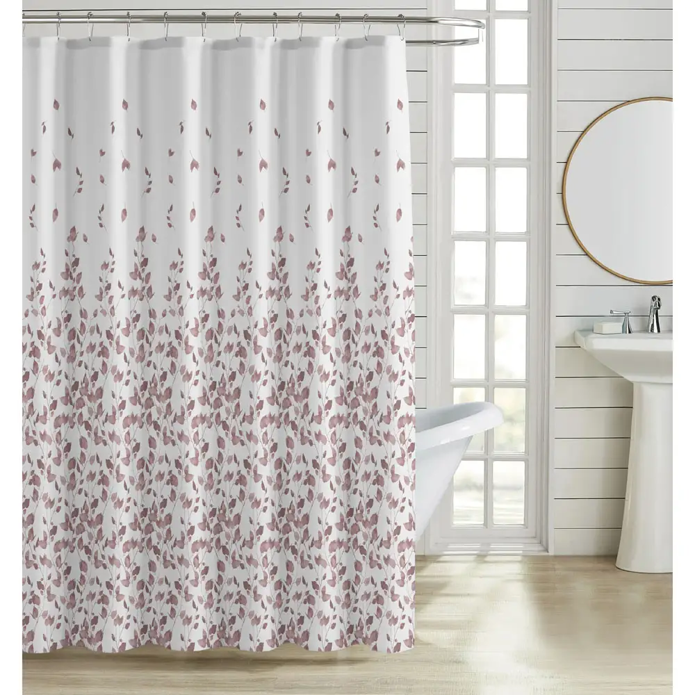 ΚΟΥΡΤΙΝΑ ΜΠΑΝΙΟΥ ΠΟΛΥΕΣΤΕΡΙΚΗ 180x200εκ 90gsm ΜΕ 12 ΚΡΙΚΟΥΣ ΜΕ ΣΧΕΔΙΟ ΦΥΛΛΑ ΣΕ ΑΠΟΧΡΩΣΗ ΣΑΠΙΟΥ ΜΗΛΟΥ  - Ankor 846191