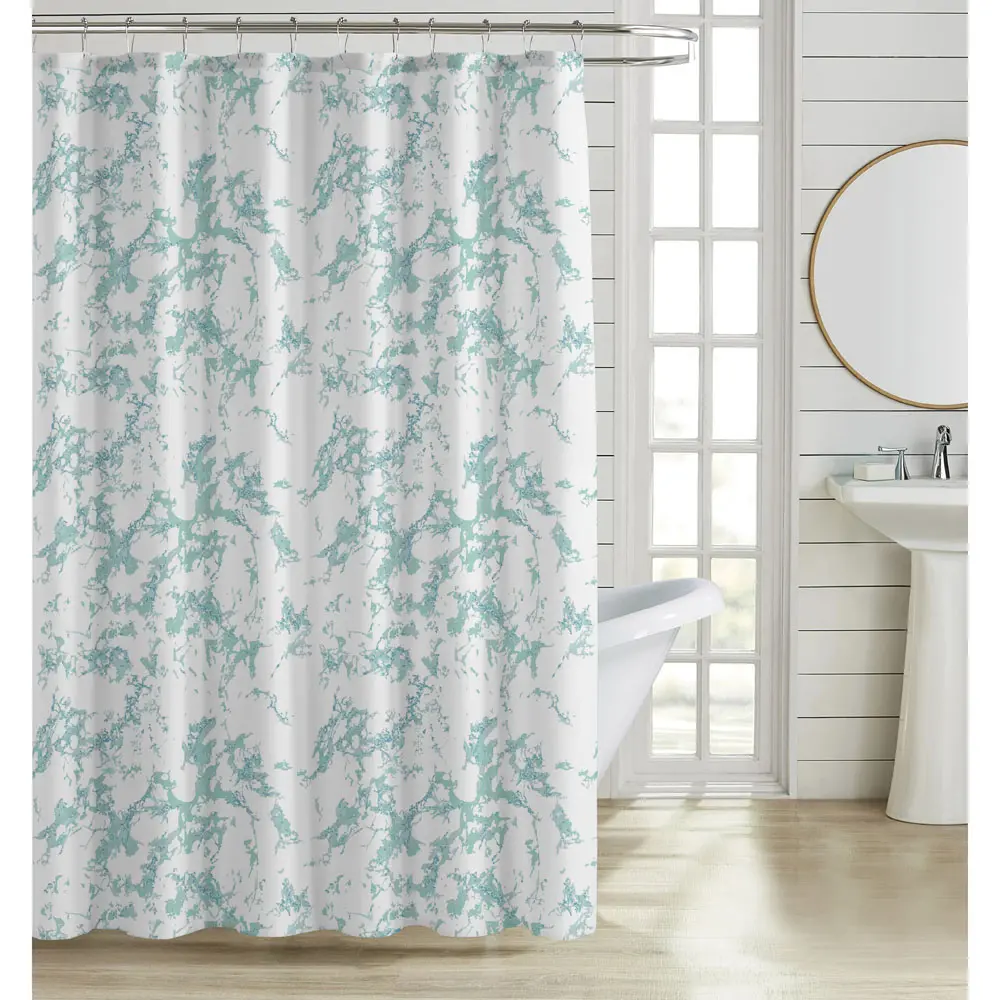 ΚΟΥΡΤΙΝΑ ΜΠΑΝΙΟΥ ΠΟΛΥΕΣΤΕΡΙΚΗ 180x180εκ 90gsm ΜΕ 12 ΚΡΙΚΟΥΣ ΕΦΕ ΜΑΡΜΑΡΟ ΣΕ ΤΥΡΚΟΥΑΖ ΧΡΩΜΑ  - Ankor 846269