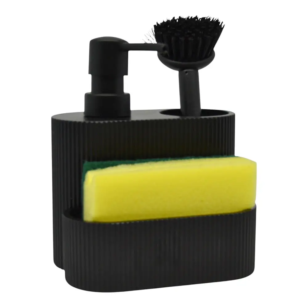 DISPENSER ΚΟΥΖΙΝΑΣ ΠΟΛΥΕΣΤΕΡΙΚΟ ΜΕ ΘΗΚΗ ΓΙΑ ΣΦΟΥΓΓΑΡΙ ΚΑΙ ΒΟΥΡΤΣΑΚΙ  ΜΑΥΡΟ ΧΡΩΜΑ 13,3x9,7x15,7εκ. - Ankor 846856