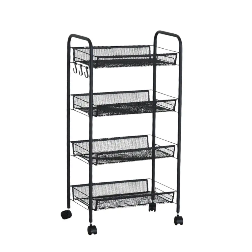 ΤΡΟΛΕΪ ΑΠΟΘΗΚΕΥΣΗΣ ΜΕΤΑΛΛΙΚΟ ΜΕ 4 ΚΑΛΑΘΙΑ ΚΑΙ 3 ΓΑΝΤΖΟΥΣ ΣΕ ΜΑΥΡΟ ΜΑΤ ΧΡΩΜΑ 44x26x85εκ.  - Ankor 848140