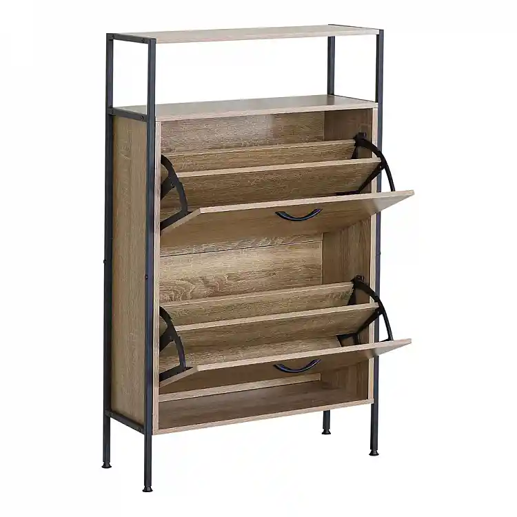 ΠΑΠΟΥΤΣΟΘΗΚΗ ΔΙΠΛΗ ΞΥΛΙΝΗ ΜΕ ΜΑΥΡΟ ΜΕΤΑΛΛΙΚΟ ΣΚΕΛΕΤΟ 60x24x105εκ.  - Ankor 848164