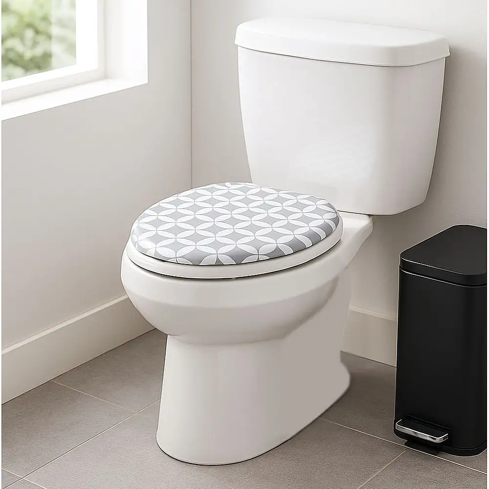 ΚΑΠΑΚΙ ΤΟΥΑΛΕΤΑΣ ΜΑΛΑΚΟ ΓΚΡΙ ΓΕΩΜΕΤΡΙΚΟ ΜΟΤΙΒΟ 26-36x39εκ.  - Ankor 848195