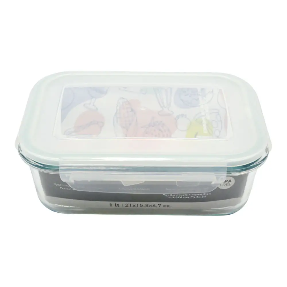 ΦΑΓΗΤΟΔΟΧΕΙΟ ΟΡΘΟΓΩΝΙΟ ΑΠΟ ΠΥΡΑΝΤΟΧΟ ΓΥΑΛΙ ΜΕ ΠΛΑΣΤΙΚΟ ΚΑΠΑΚΙ 1,0lt  - Ankor 848751