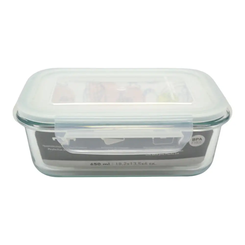 ΦΑΓΗΤΟΔΟΧΕΙΟ ΟΡΘΟΓΩΝΙΟ ΑΠΟ ΠΥΡΑΝΤΟΧΟ ΓΥΑΛΙ ΜΕ ΠΛΑΣΤΙΚΟ ΚΑΠΑΚΙ 0,65lt  - Ankor 848768